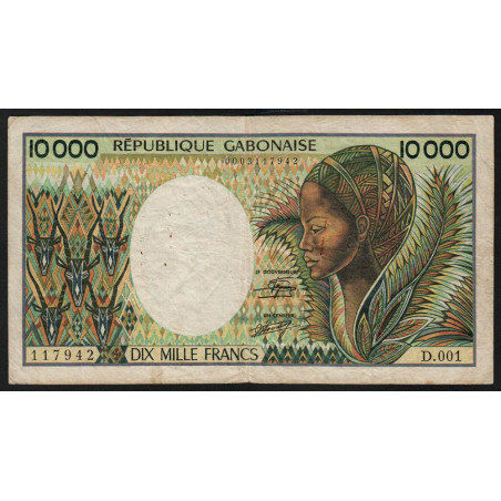 Gabon - Pick 7a - 10'000 francs - Série D.001 - 1984 - Etat : TB-