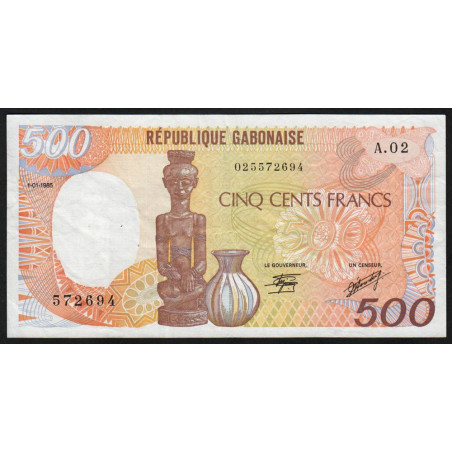 Gabon - Pick 8 - 500 francs - Série A.02 - 1985 - Etat : TTB-