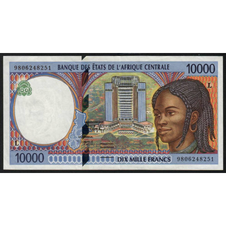 Gabon - Afr. Centrale - Pick 405Ld - 10'000 francs - 1998 - Etat : TTB+