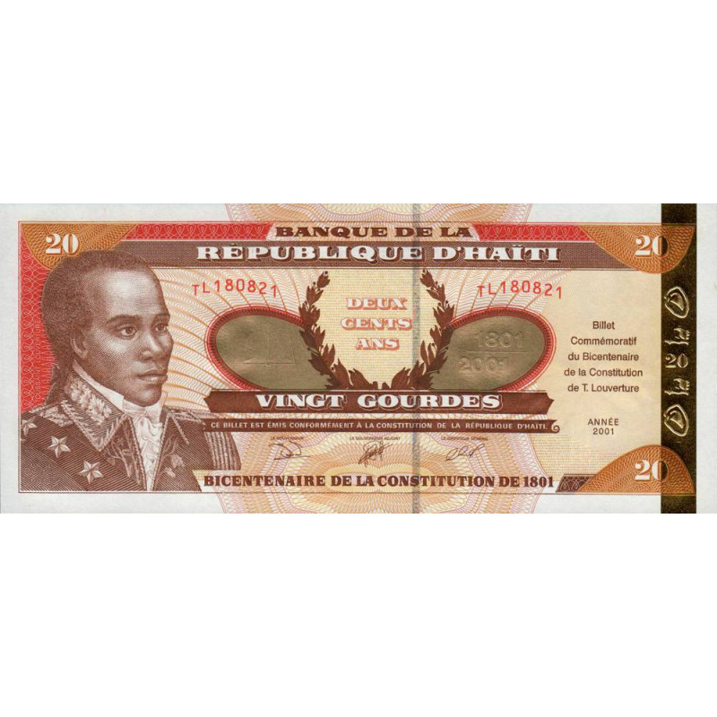 Haïti - Pick 271 - 20 gourdes or - 2001 - Commémoratif - Etat : NEUF