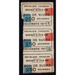 Rationnement - Sucre - 12/1917 - Puy-de-Dome (63) - Etat : TB