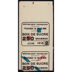 Rationnement - Sucre - 06/1918 - Puy-de-Dome (63) - Etat : TTB+