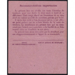 Bon d'achat pantalon de travail - Type 1a - 1943 - Bouches-du-Rhône (13) - Etat : SUP