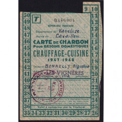 Chauffage - Charbon - 1947 - Carte T - Cavaillon (84) - Etat : TTB