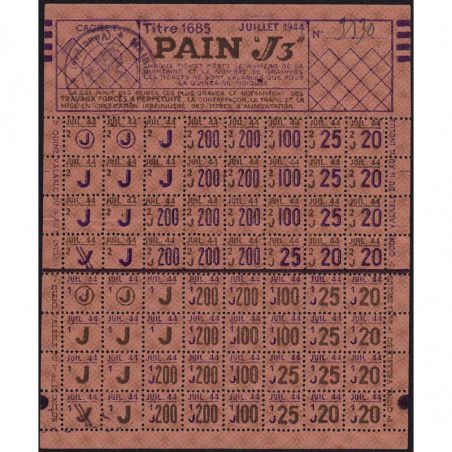 Pain - Titre 1685 - Catégorie J3 - 07/1944 - Monteux (84) - Etat : SUP