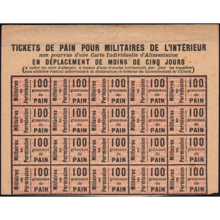 Rationnement militaire - Pain - 1918 - Etat : SUP