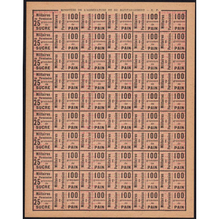 Rationnement militaire - Pain - Sucre - 1918 - Etat : SUP