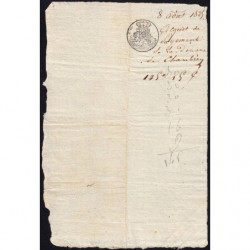 Duché de Savoie - Chambéry - 08/08/1825 - Droit de douane - 145 livres et 15 centimes - Etat : SUP