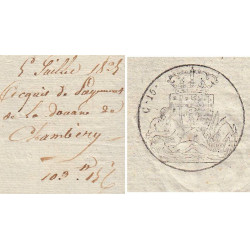 Duché de Savoie - Chambéry - 05/07/1825 - Droit de douane - 103 livres et 15 centimes - Etat : SUP