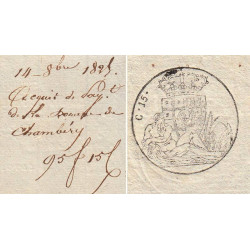 Duché de Savoie - Chambéry - 14/10/1825 - Droit de douane - 95 livres et 15 centimes - Etat : SUP