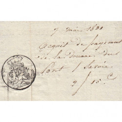 Duché de Savoie - Pont de Beauvoisin - 07/05/1831 - Douane - 2 livres et 15 centimes - Etat : SUP
