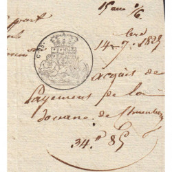 Duché de Savoie - Chambéry - 14/09/1825 - Droit de douane - 34 livres et 85 centimes - Etat : SUP