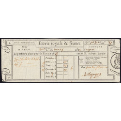 1823 - Paris - Loterie Royale de France - 4 francs - Etat : SUP