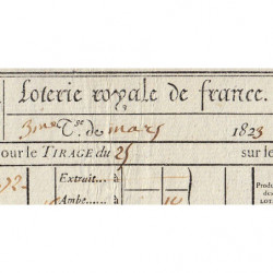 1823 - Paris - Agen - Loterie Royale de France - 4 francs - Etat : SUP
