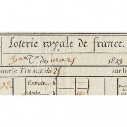 1823 - Paris - Agen - Loterie Royale de France - 4 francs - Etat : SUP