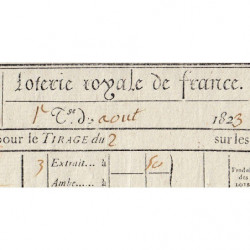 1823 - Bordeaux - Agen - Loterie Royale de France - 1 franc 50 centimes - Etat : SUP