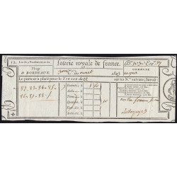 1823 - Bordeaux - Loterie Royale de France - 10 francs - Etat : SUP