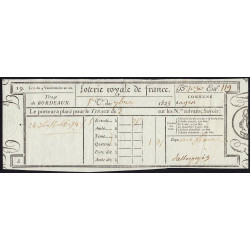 1823 - Bordeaux - Loterie Royale de France - 1 franc 25 centimes - Etat : SUP