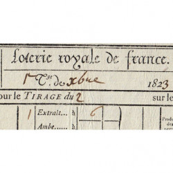 1823 - Bordeaux - Agen - Loterie Royale de France - 6 francs - Etat : SUP