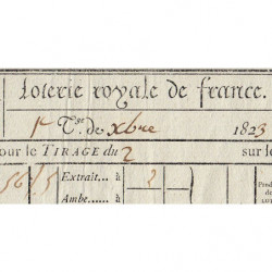 1823 - Bordeaux - Agen - Loterie Royale de France - 10 francs - Etat : SUP