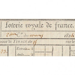 1824 - Paris - Agen - Loterie Royale de France - 11 francs - Etat : SUP