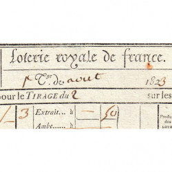 1823 - Bordeaux - Agen - Loterie Royale de France - 1 franc 50 centimes - Etat : SUP