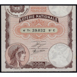 1933 - Loterie Nationale - 4e tranche - Etat : TTB