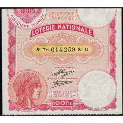 1933 - Loterie Nationale - 5e tranche - Etat : TTB
