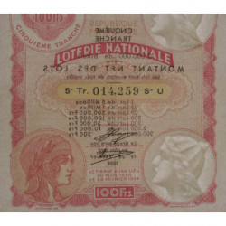 1933 - Loterie Nationale - 5e tranche - Etat : TTB