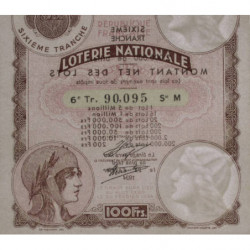 1933 - Loterie Nationale - 6e tranche - Etat : SUP