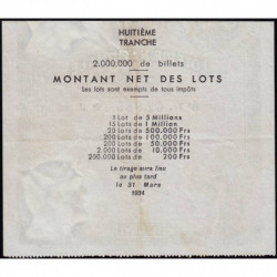 1933 - Loterie Nationale - 8e tranche - Etat : TTB