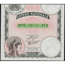 1933 - Loterie Nationale - 10e tranche - Etat : TTB+