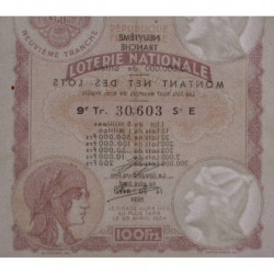 1933 - Loterie Nationale - 10e tranche - Etat : SUP