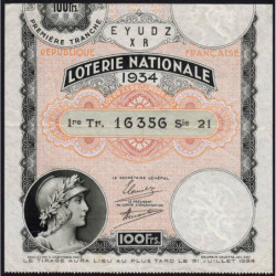 1934 - Loterie Nationale - 1e tranche - Etat : TTB