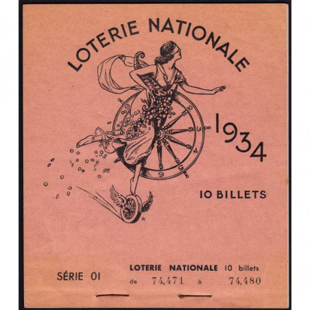 1934 - Loterie Nationale - 1e tranche - Carnet de 9 billets - Etat : SUP+