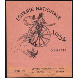 1934 - Loterie Nationale - 1e tranche - Carnet de 6 billets - Etat : SUP+