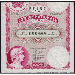 1934 - Loterie Nationale - 3e tranche - Etat : TTB+