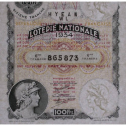 1934 - Loterie Nationale - 6e tranche - Etat : TTB+