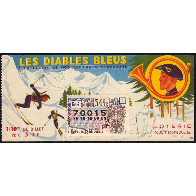 1962 - Loterie Nationale - 34e tranche - 1/10ème - Chasseurs Alpins