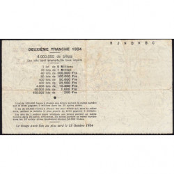 1934 - Loterie Nationale - 2e tranche - Etat : TB