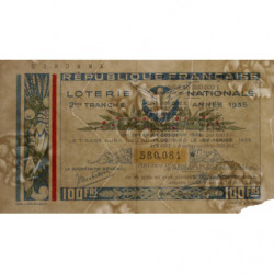 1935 - Loterie Nationale - 2e tranche - Etat : TB-