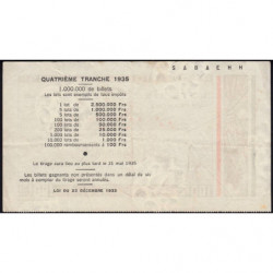 1935 - Loterie Nationale - 4e tranche - Etat : TTB