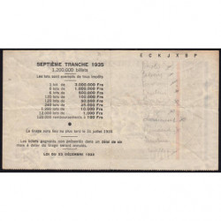 1935 - Loterie Nationale - 7e tranche - Etat : TB