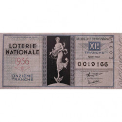 1936 - Loterie Nationale - 11e tranche - Etat : TTB