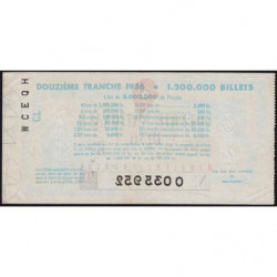1936 - Loterie Nationale - 12e tranche - Entier - Etat : TTB