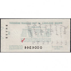 1937 - Loterie Nationale - 3e tranche - Entier - Etat : SUP