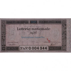 1937 - Loterie Nationale - 3e tranche - Entier - Etat : SUP