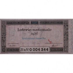 1937 - Loterie Nationale - 3e tranche - Etat : SUP