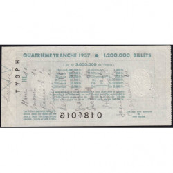 1937 - Loterie Nationale - 4e tranche - Etat : TTB