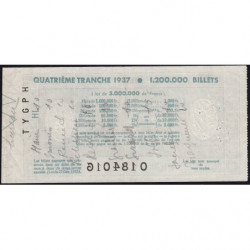 1937 - Loterie Nationale - 4e tranche - Entier - Etat : TTB